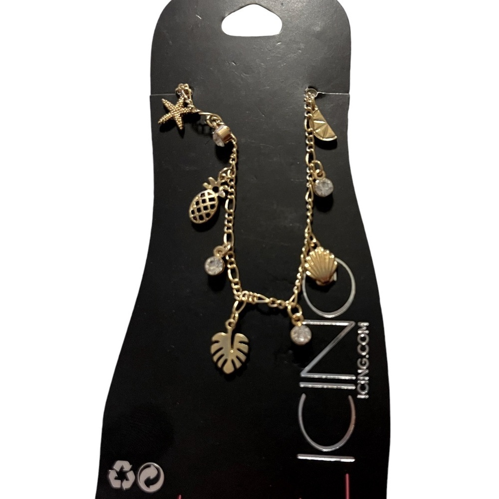 Dainty Vacation Vibes Anklet - Seastar, Pineapple, Shell & Lime